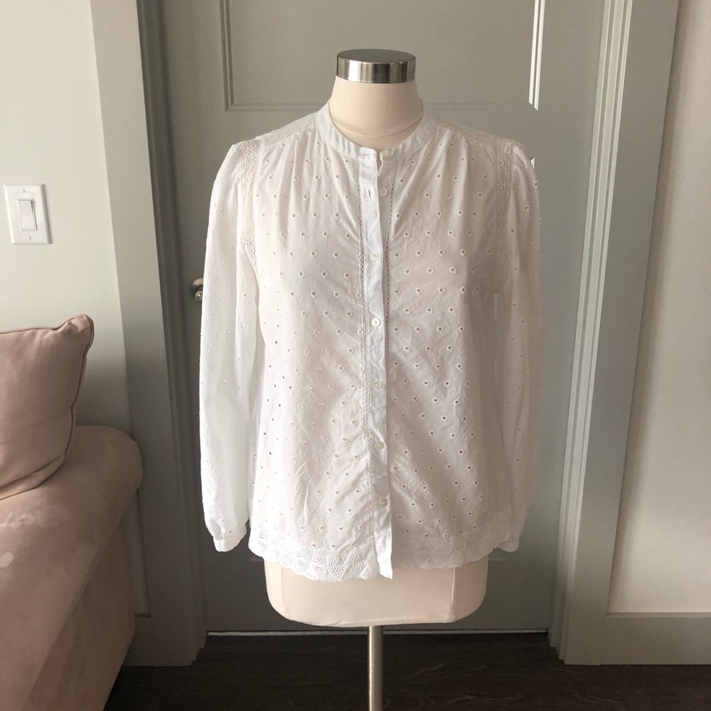 Lightly loved J.Crew white eyelet blouse sz 10
